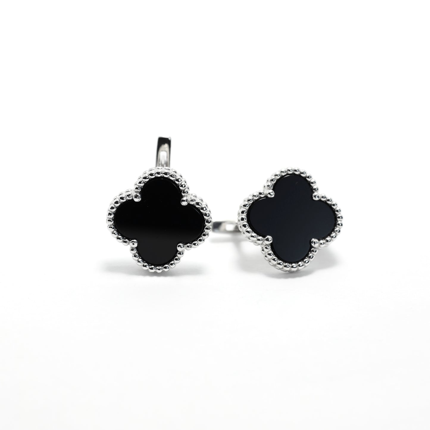 Onyx Clover Jewelry Set Maxi Size | 925 Sterling Silver Luxury Set — Срібний комплект Клевер Maxi з оніксом|552