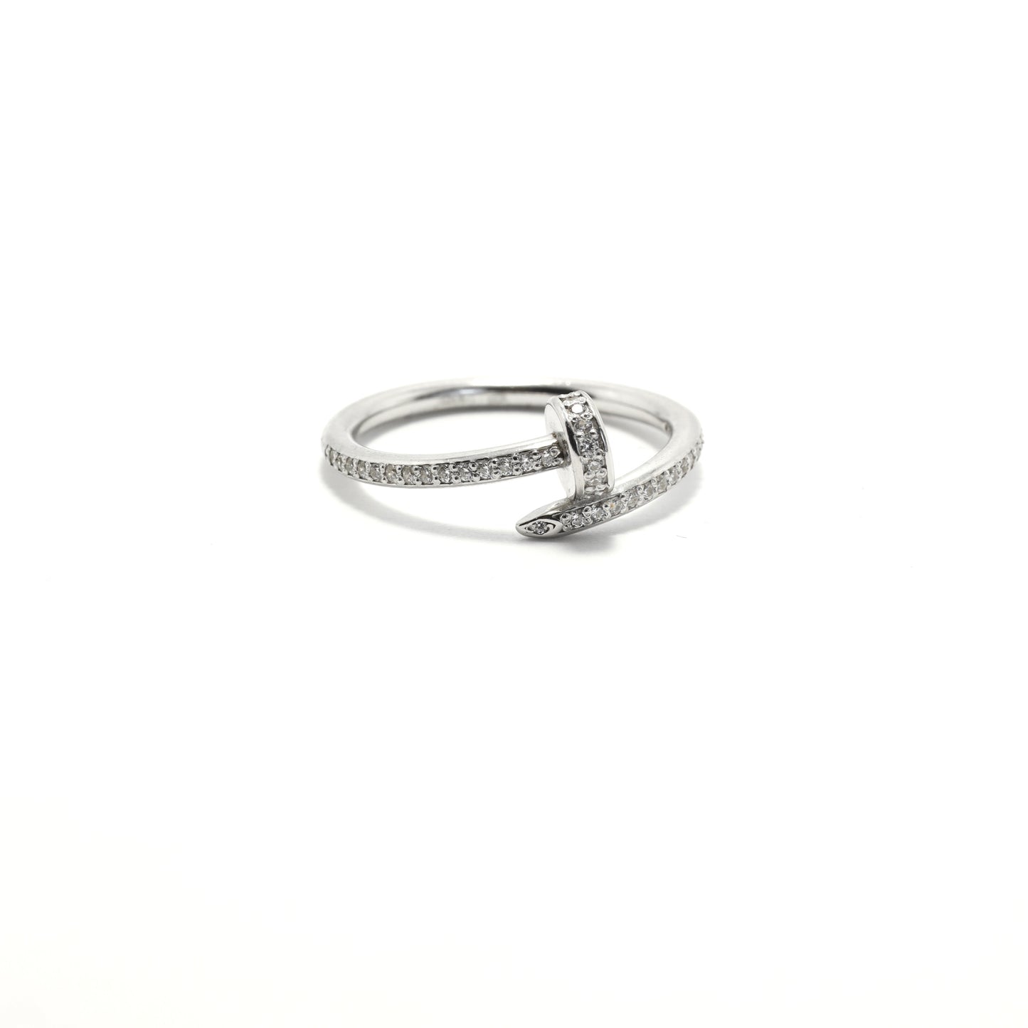 Silver Ring with Zirconia 925 | Срібна каблучка у формі цвяха з фіанітами|10745