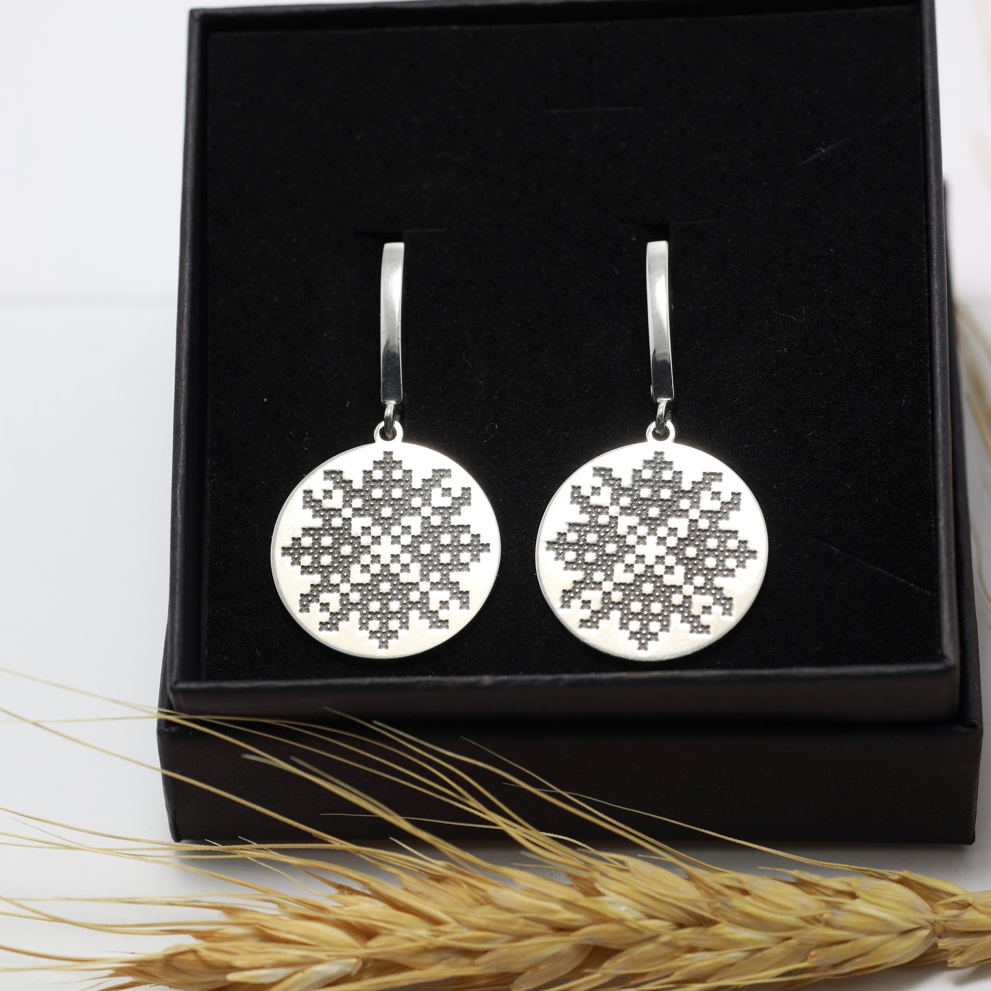 Срібний комплект Вишиванка 925 • Кольє + Сережки | Ukrainian Embroidery Silver Jewelry Set|1317