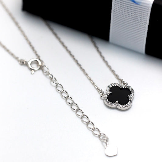 Срібне кольє з чорним оніксом та фіанітами/срібло 925пр/6141
