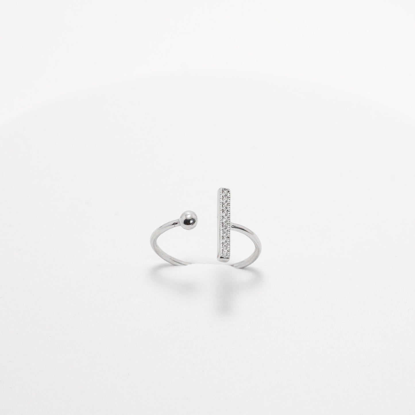 Minimalist Sterling Silver Open Ring with Zirconia | Срібна каблучка з фіанітами|10348