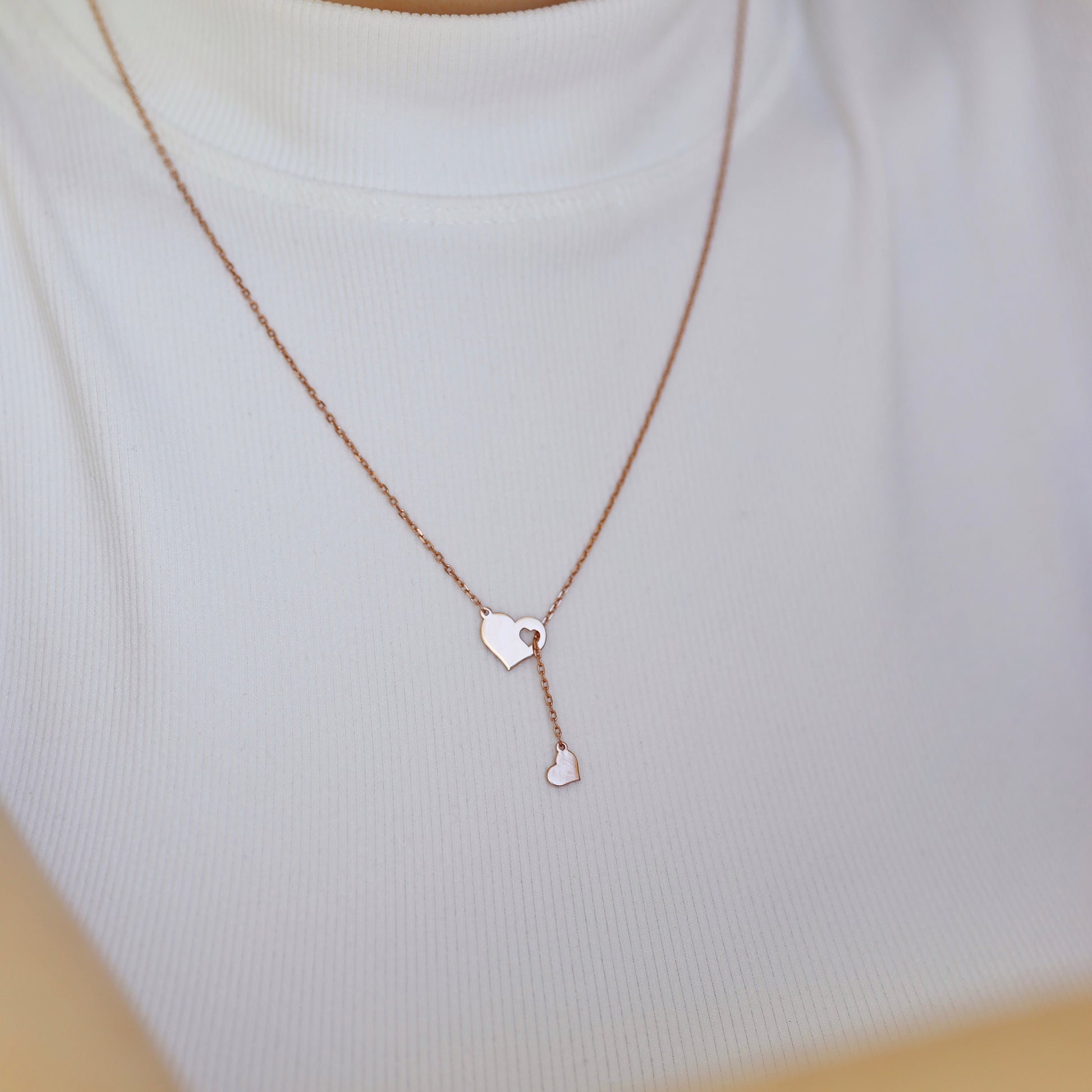 Gold-plated sterling silver necklace with heart pendan