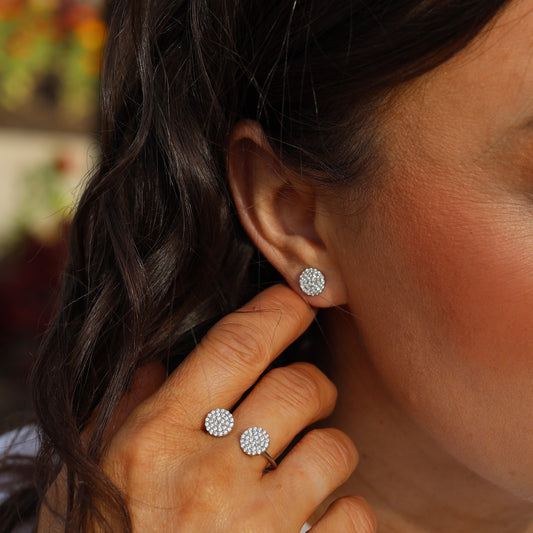 925 Sterling Silver Round CZ Stud Earrings | Screw Back | Minimalist Sparkle |Срібні сережки-цвяшки круглі з цирконієм | Застібка-закрутка | 465