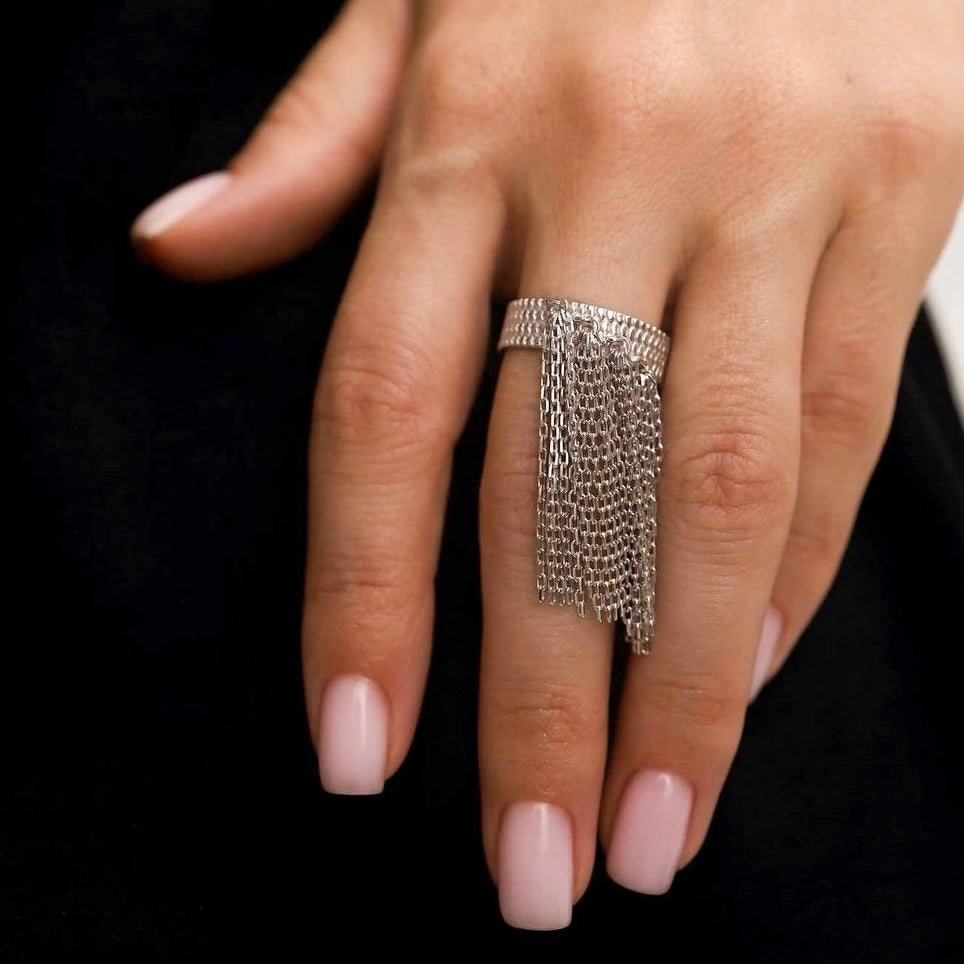 Каблучка зі срібним ланцюжками | Стиль та сучасність| Silver Chain Ring | 2127