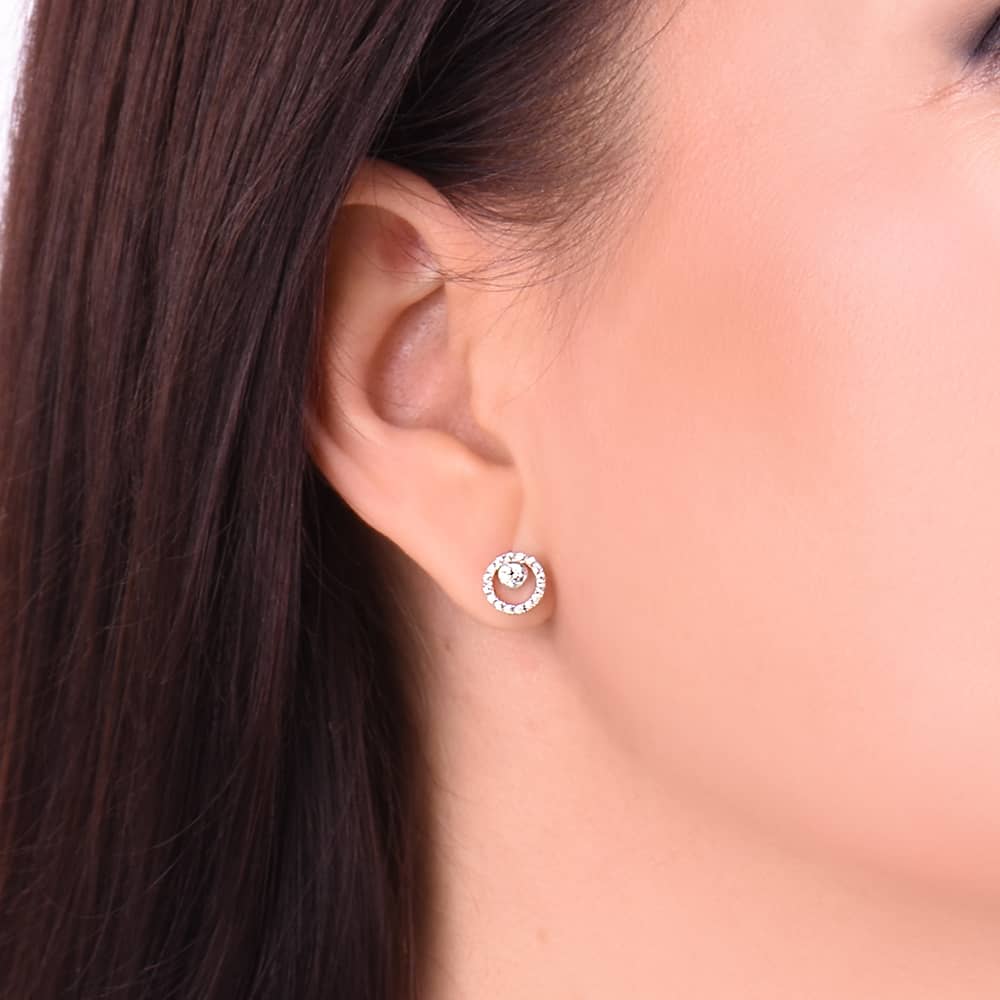 Cubic Zirconia Stud Earrings | 925 Silver Luxury Jewelry — Срібні сережки з фіанітами|40073
