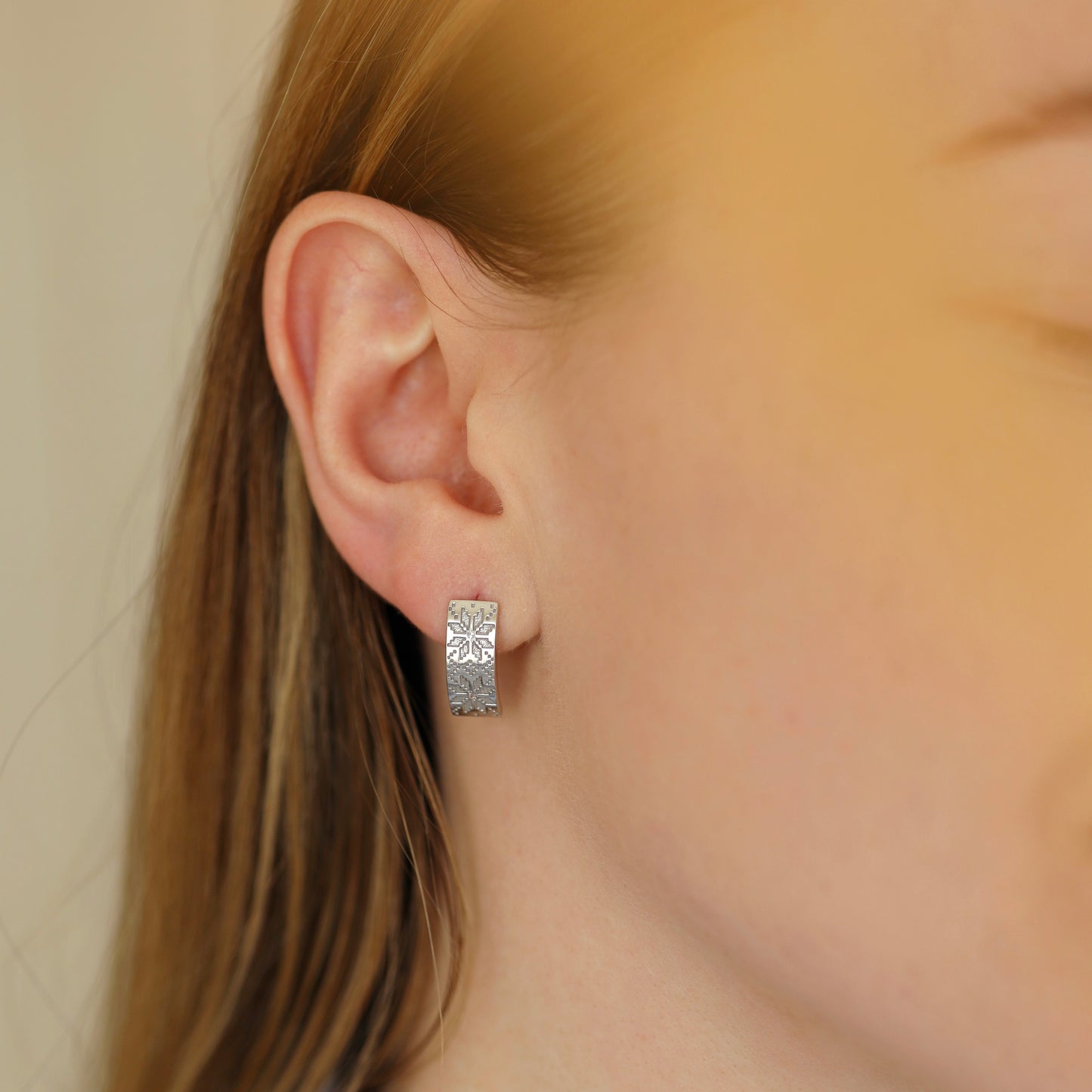 Сережки срібні 925 з орнаментом вишиванки | Ukrainian silver embroidered pattern earrings 925 sterling | 047