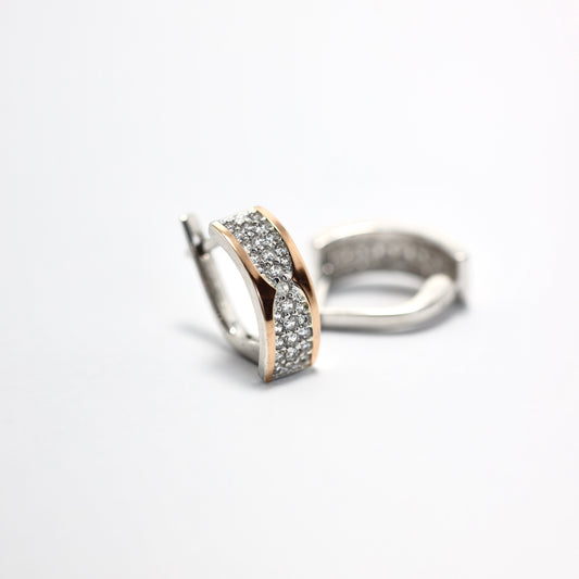 Срібні сережки з напаяною золотою пластиною 375пр/основа срібло 925пр/413