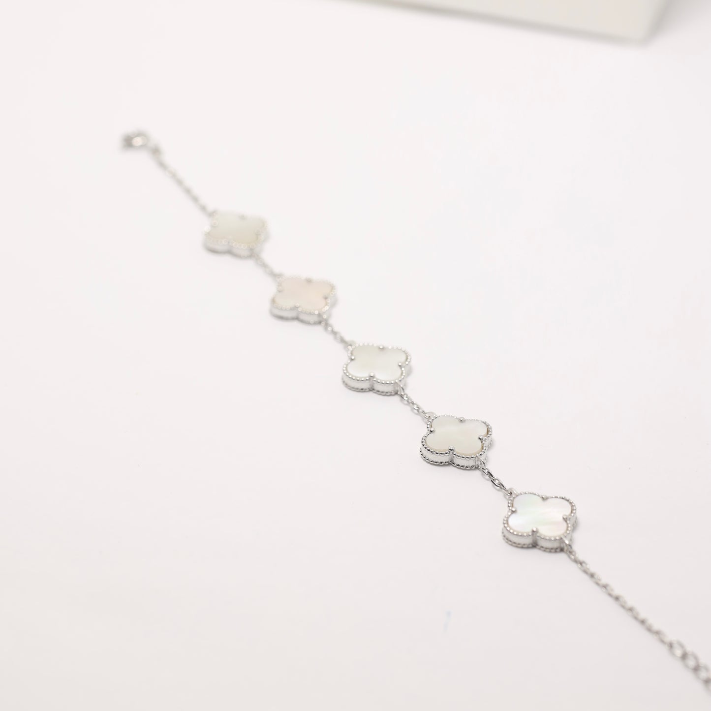 Sterling Silver Five Flower Bracelet with Mother of Pearl | Срібний браслет 5 квіточок з перламутром|338