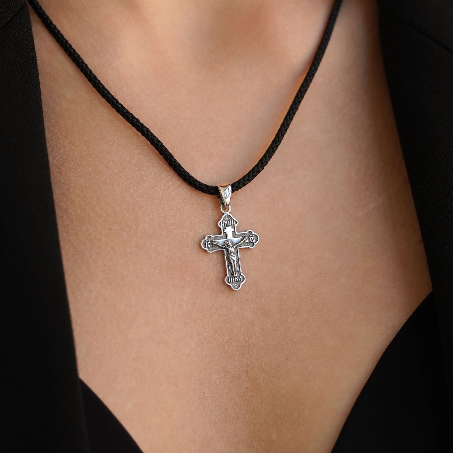 Срібний хрестик з гравіюванням | Silver Cross Pendant with Engraving |5234