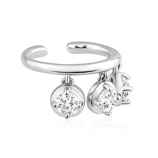 925 Sterling Silver Dangle Ear Cuff| Срібна кафа 925 проби з підвісними фіанітами|20919
