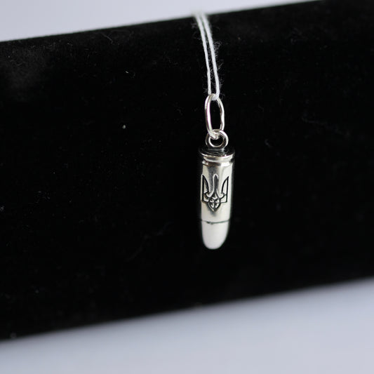 Срібна підвіска 925 з Тризубом • 925 Silver Bullet Pendant Tryzub