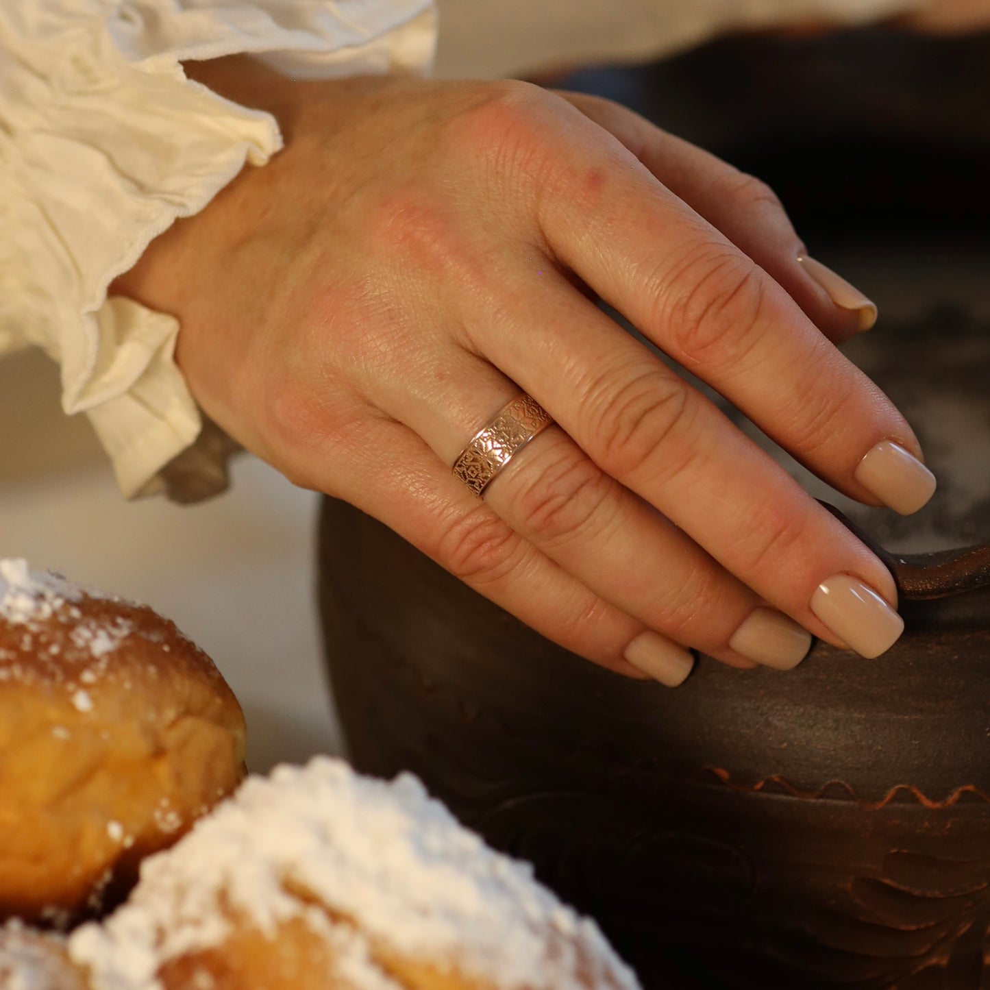 Срібний комплект Вишиванка з позолотою 585 | Silver 925 Gold Plated Jewelry Set | Сережки + Каблучка | Ukrainian Jewelry