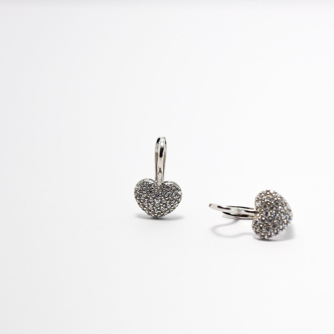 Silver Heart Earrings with CZ | Срібні сережки Серце з фіанітами|421