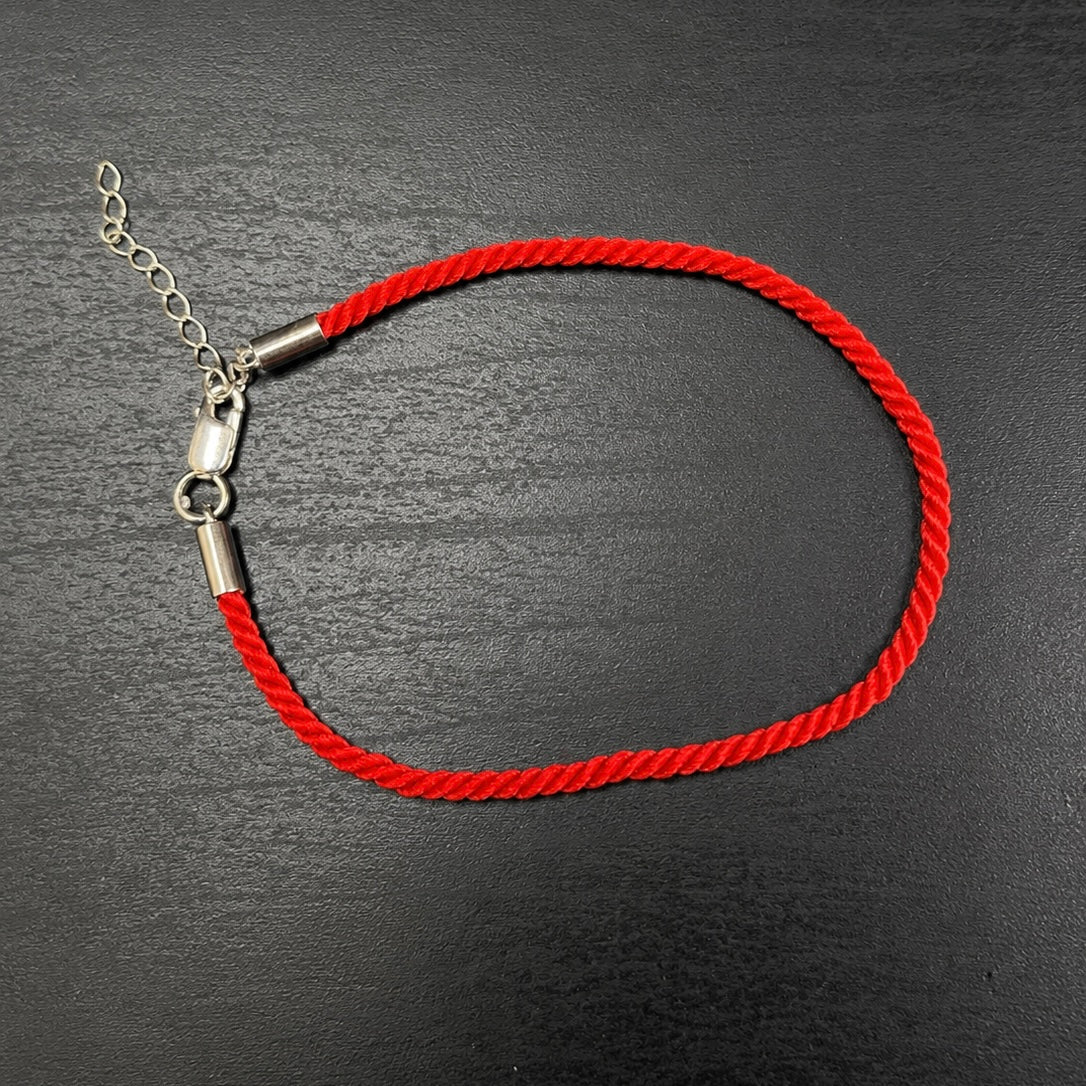 Red Silk Protection Bracelet with 925 Sterling Silver Clasp | Червоний шовковий браслет зі срібною застібкою 925 |8003.31