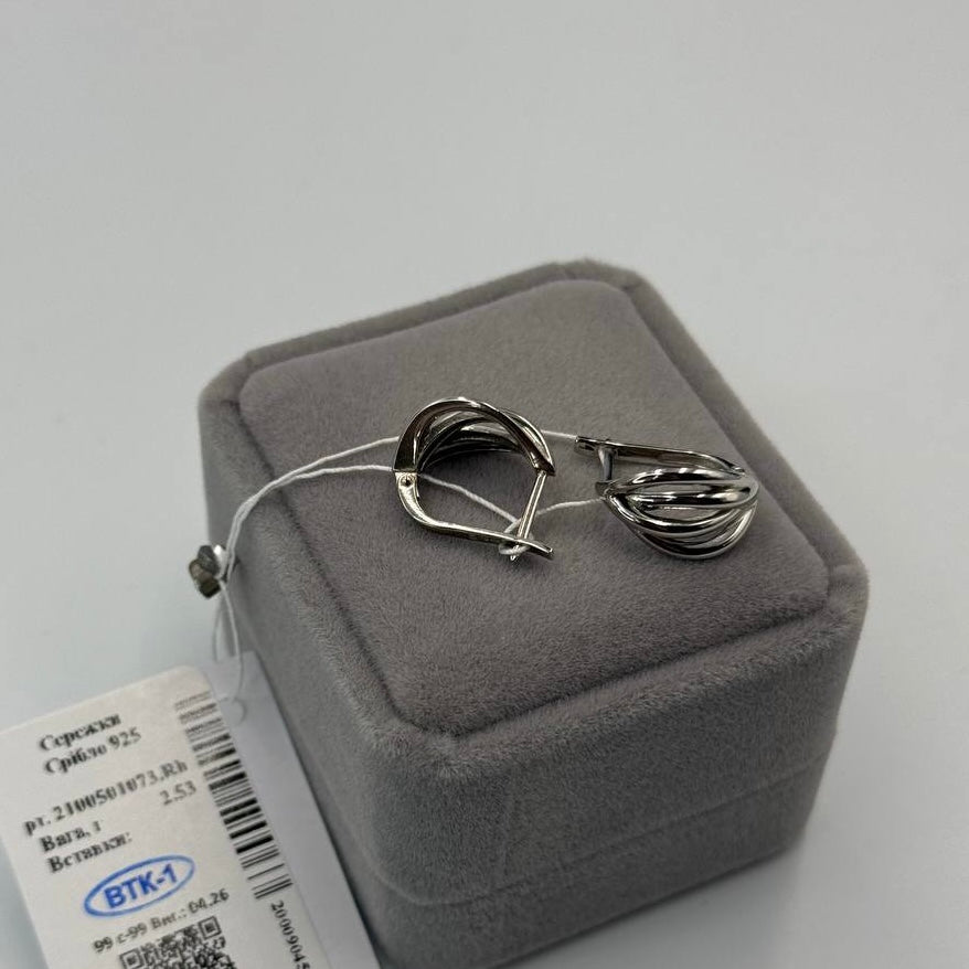 925 Sterling Silver Leaf Hoop Earrings | Women’s Silver Earrings | Minimalist Jewelry / Срібні сережки-кільця Листя|073