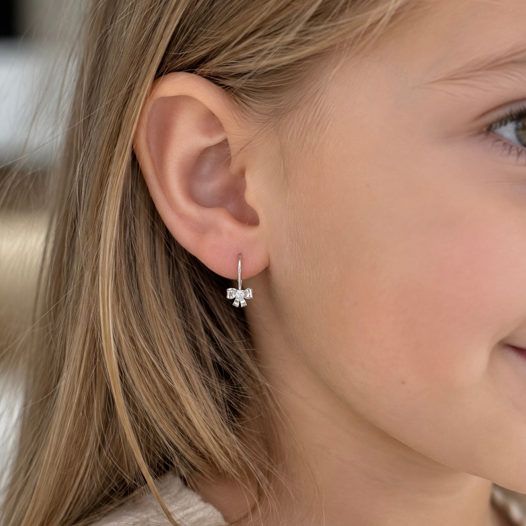 925 Sterling Silver Bow Earrings with Zirconia| Срібні сережки-бантики 925 проби з цирконієм|441