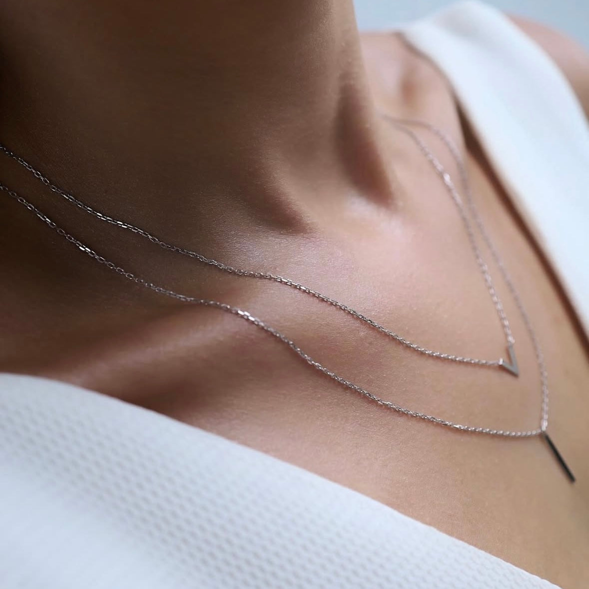 Срібне багатошарове кольє 925 • Мінімалізм | Layered Sterling Silver Necklace 925| 6028