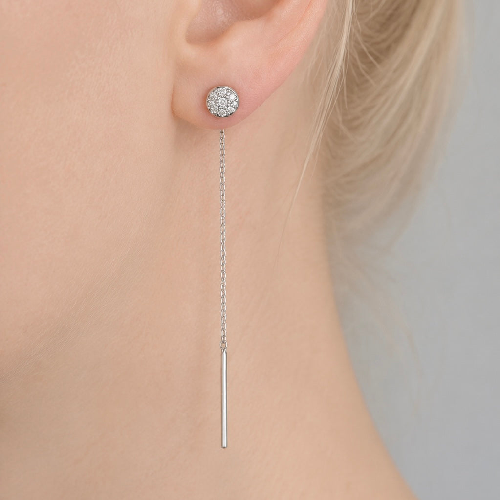 Silver Threader Earrings with Zircon | Срібні сережки-протяжки  Сяйво з цирконієм|285