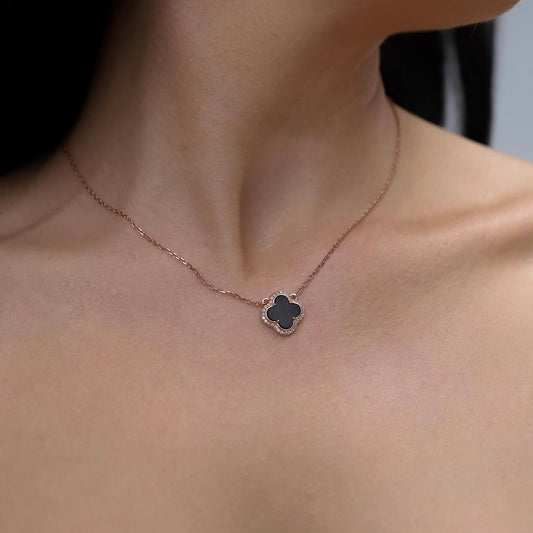 Срібне коліє з оніксом | покриття позолотою 585 пр | Silver Necklace with Onyx & 585 Gold Plating | Sterling Silver 925