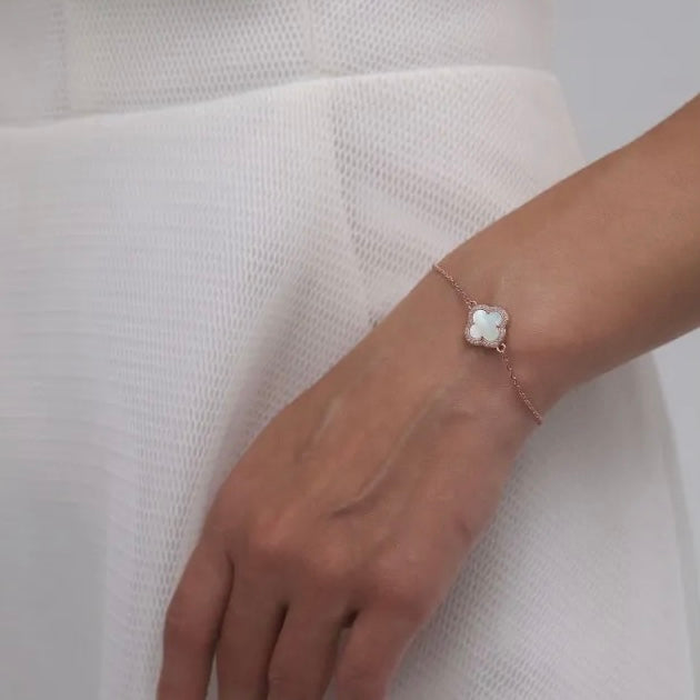 Позолочений срібний браслет 925 Сяйво гармонії | 925 Silver Gold Plated Mother of Pearl Bracelet | 339