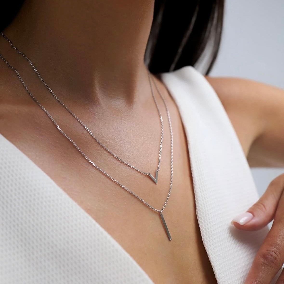 Срібне багатошарове кольє 925 • Мінімалізм | Layered Sterling Silver Necklace 925| 6028