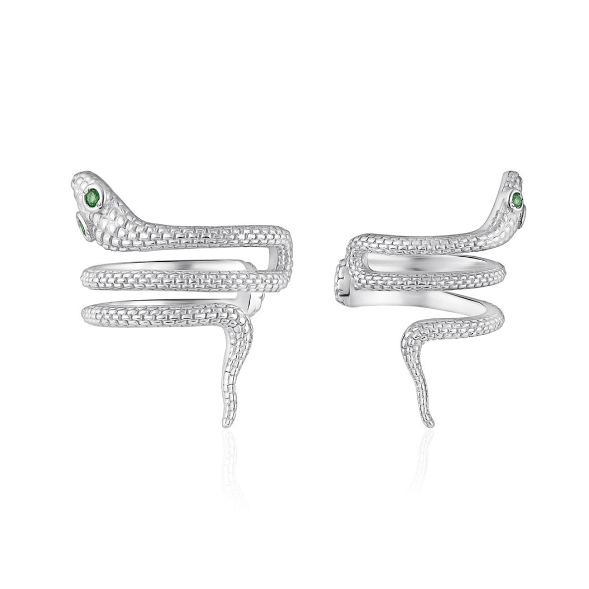 Silver Snake Ear Cuff with Green Cubic Zirconia| Срібна кафа-змія із зеленими фіанітами|20741
