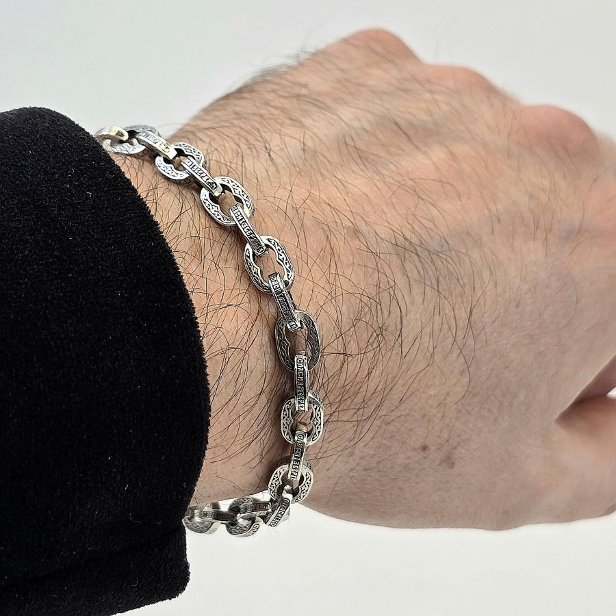 925 Sterling Silver Prayer Bracelet Save and Protect| Срібний браслет ручної роботи Спаси та збережи|661