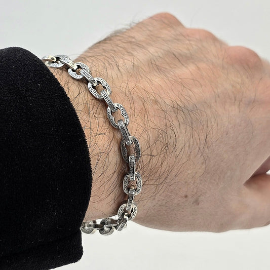 925 Sterling Silver Prayer Bracelet Save and Protect| Срібний браслет ручної роботи Спаси та збережи|661