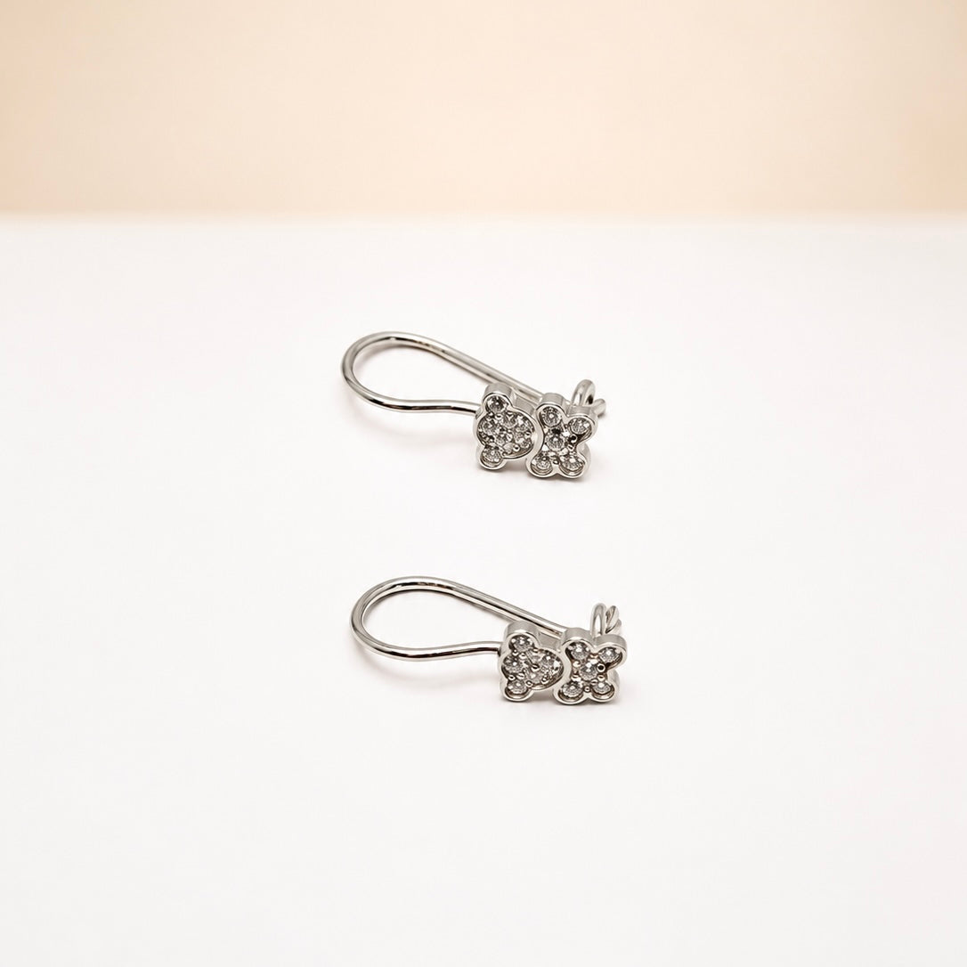 Sterling Silver Children’s Teddy Bear Earrings with Zircon | Дитячі срібні сережки Ведмедик з цирконієм|455