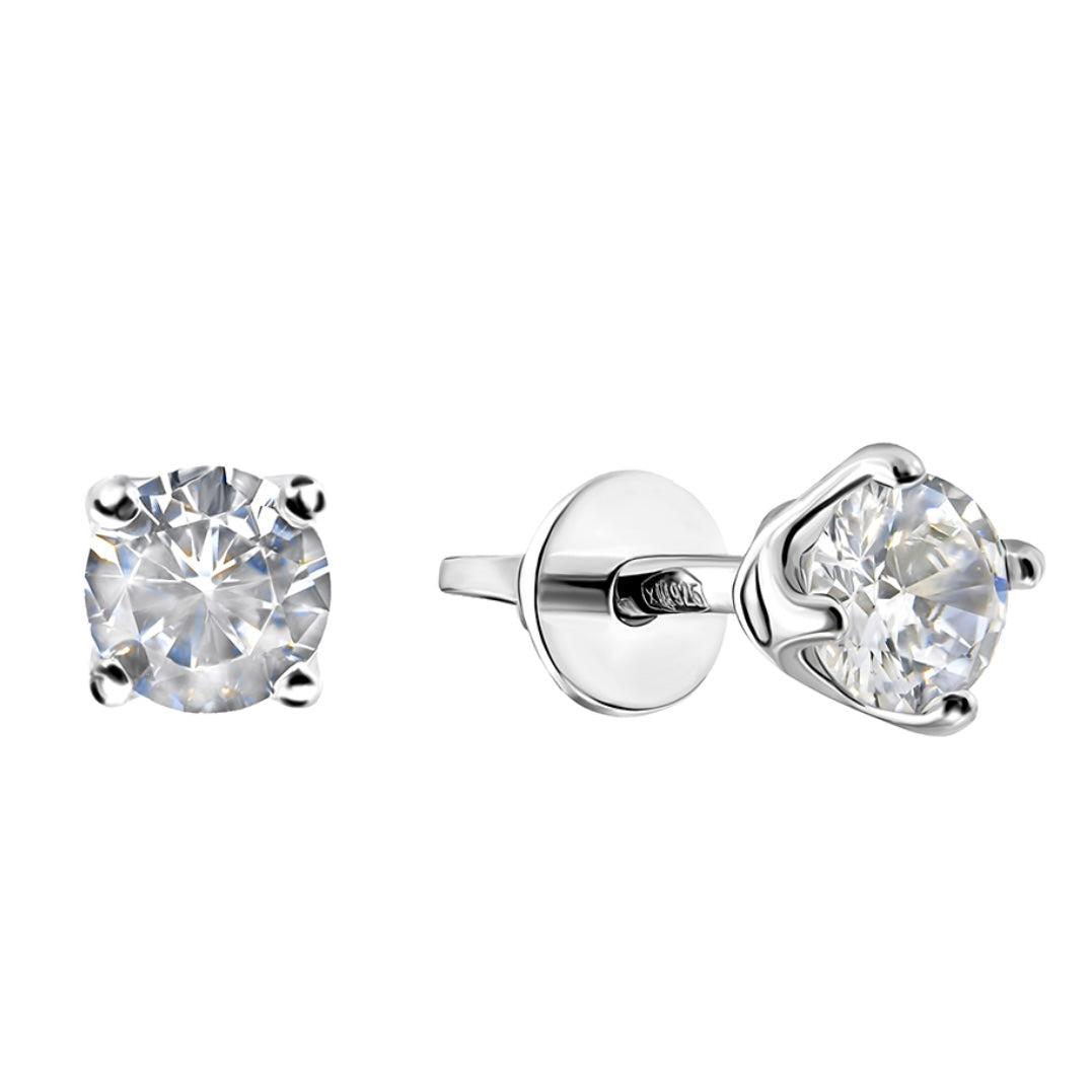 925 Silver Stud Earrings with Cubic Zirconia | Срібні сережки 925 | 20404