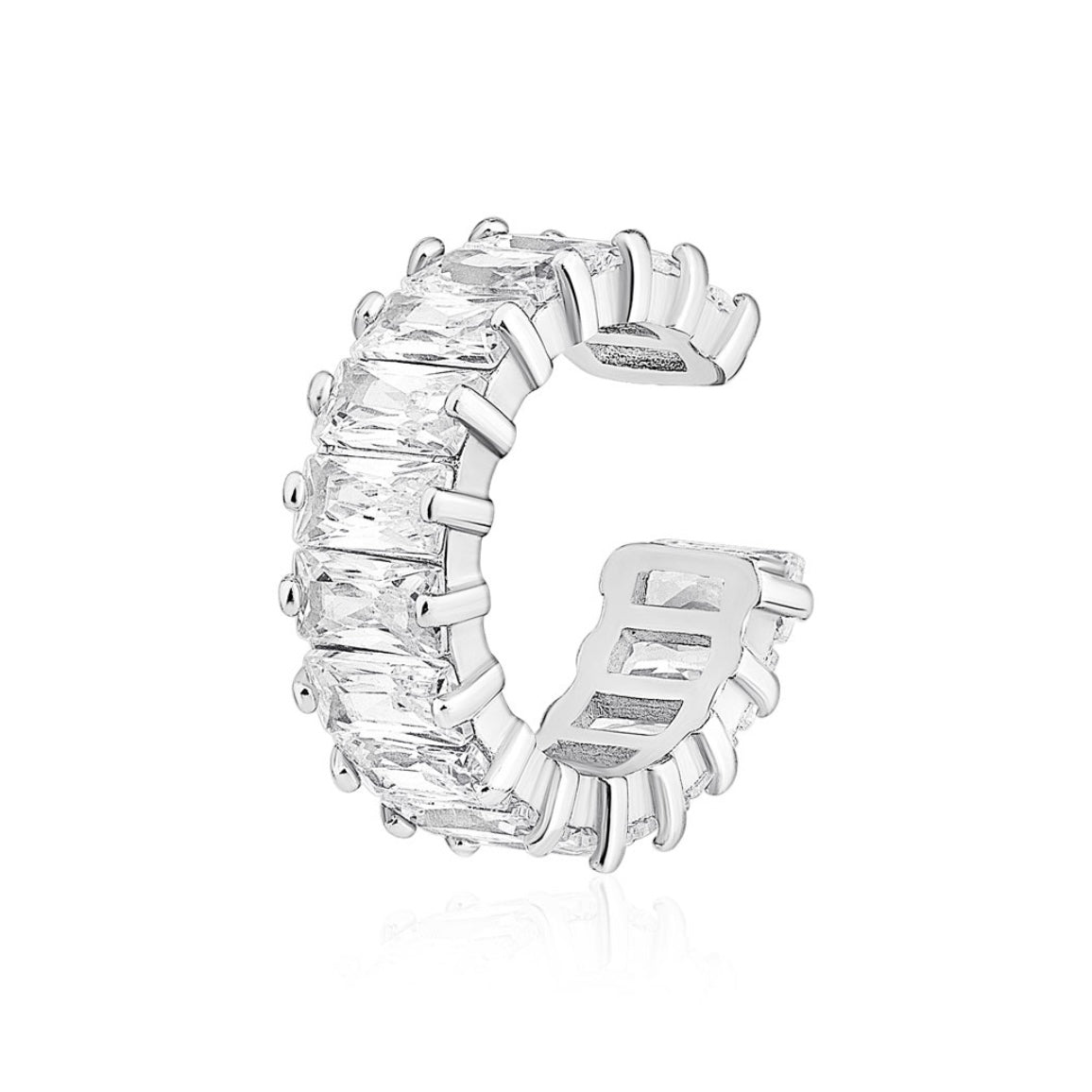 Luxury Silver Ear Cuff with Zirconia | Срібний кафф з фіанітами|70124