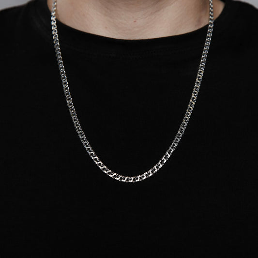 Чоловічий срібний ланцюжок | Плетіння Бісмарк Плоский | срібло 925пр |1003.3