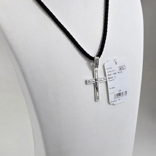 925 Sterling Silver Crucifix Cross Pendant | Срібний хрестик з розп’яттям 925 проби|3142