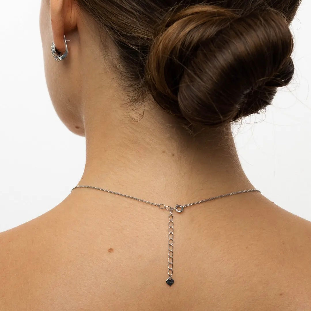 Срібне кольє 925 з оніксом на 3 квіточки | 925Silver Onyx Flower | 338