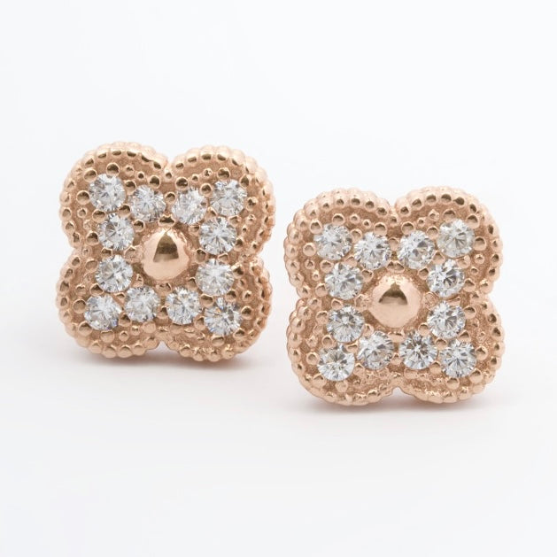 Срібні позолочені сережки-квітки | Gold Plated Silver Flower Stud Earrings |1086