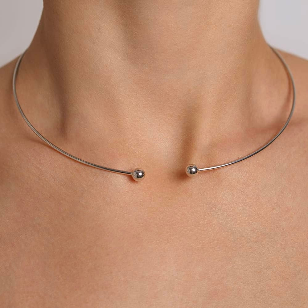 Срібне формостійке кольє 925 / Sterling Silver Minimalist Collar Necklace|1204
