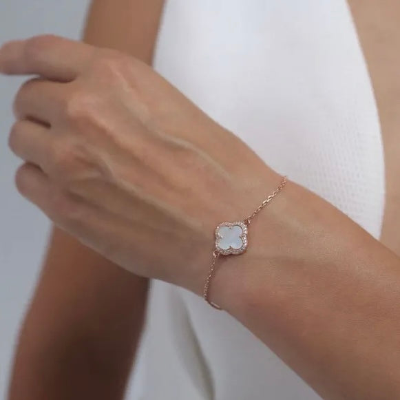 Позолочений срібний браслет 925 Сяйво гармонії | 925 Silver Gold Plated Mother of Pearl Bracelet | 339