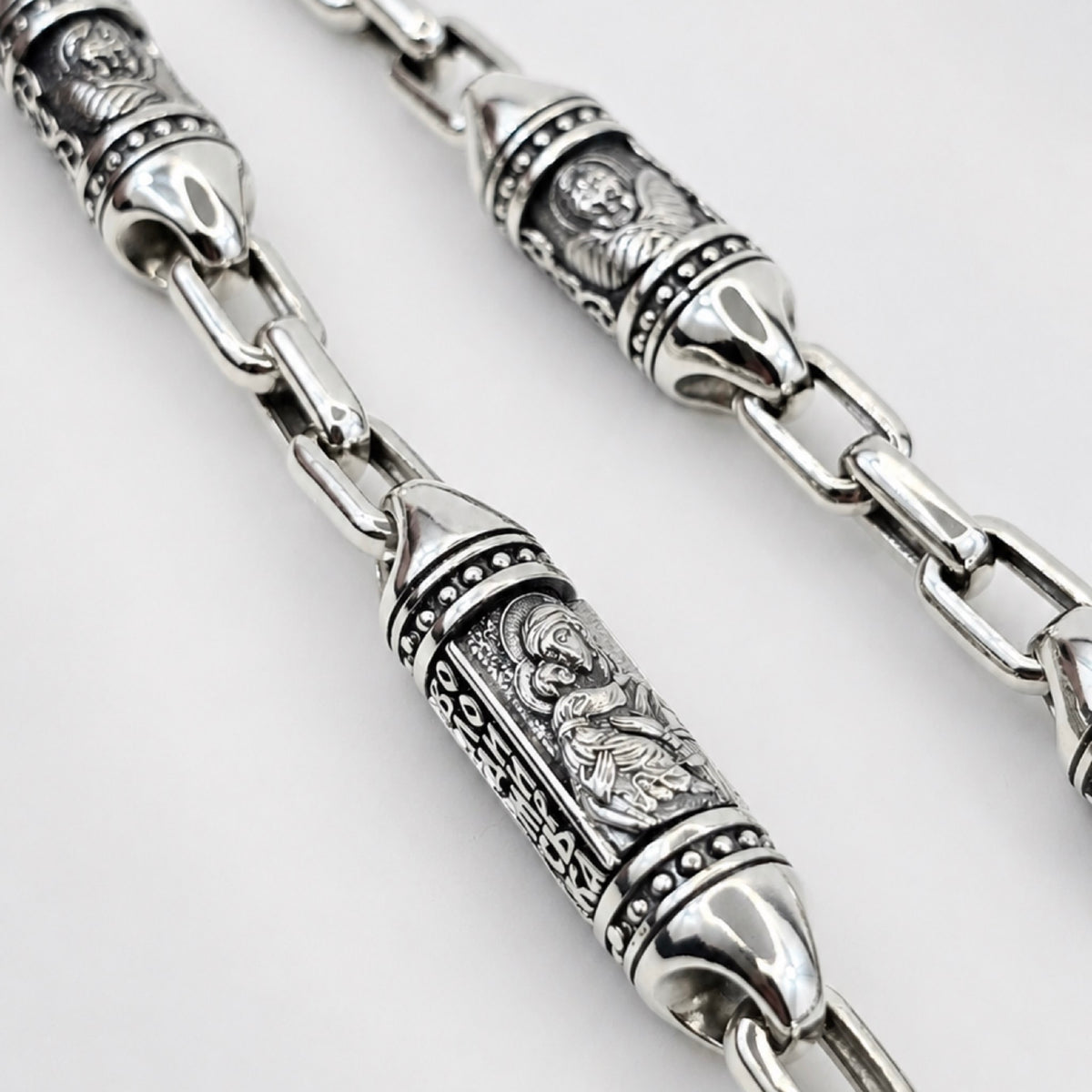 Handcrafted Silver Virgin Mary Bracelet| Срібний браслет ручної роботи з Богородицею|636