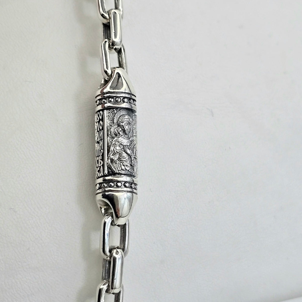 Handcrafted Silver Virgin Mary Bracelet| Срібний браслет ручної роботи з Богородицею|636