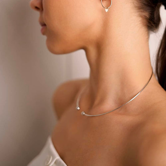 Срібне формостійке кольє 925 / Sterling Silver Minimalist Collar Necklace|1204