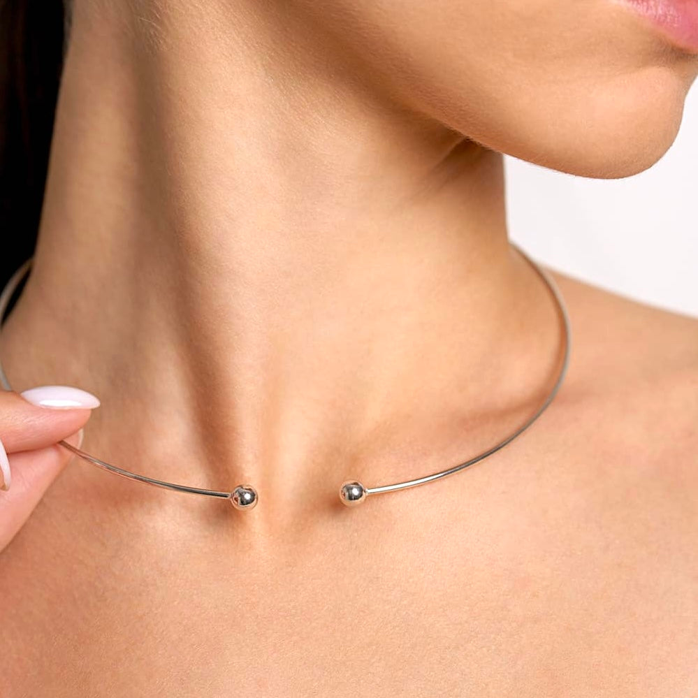 Срібне формостійке кольє 925 / Sterling Silver Minimalist Collar Necklace|1204