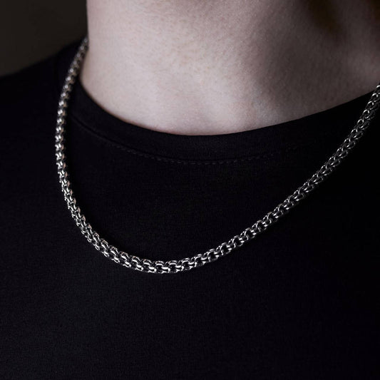 Чоловічий срібний ланцюжок | Круглий Бісмарк | срібло 925пр | 1004.3