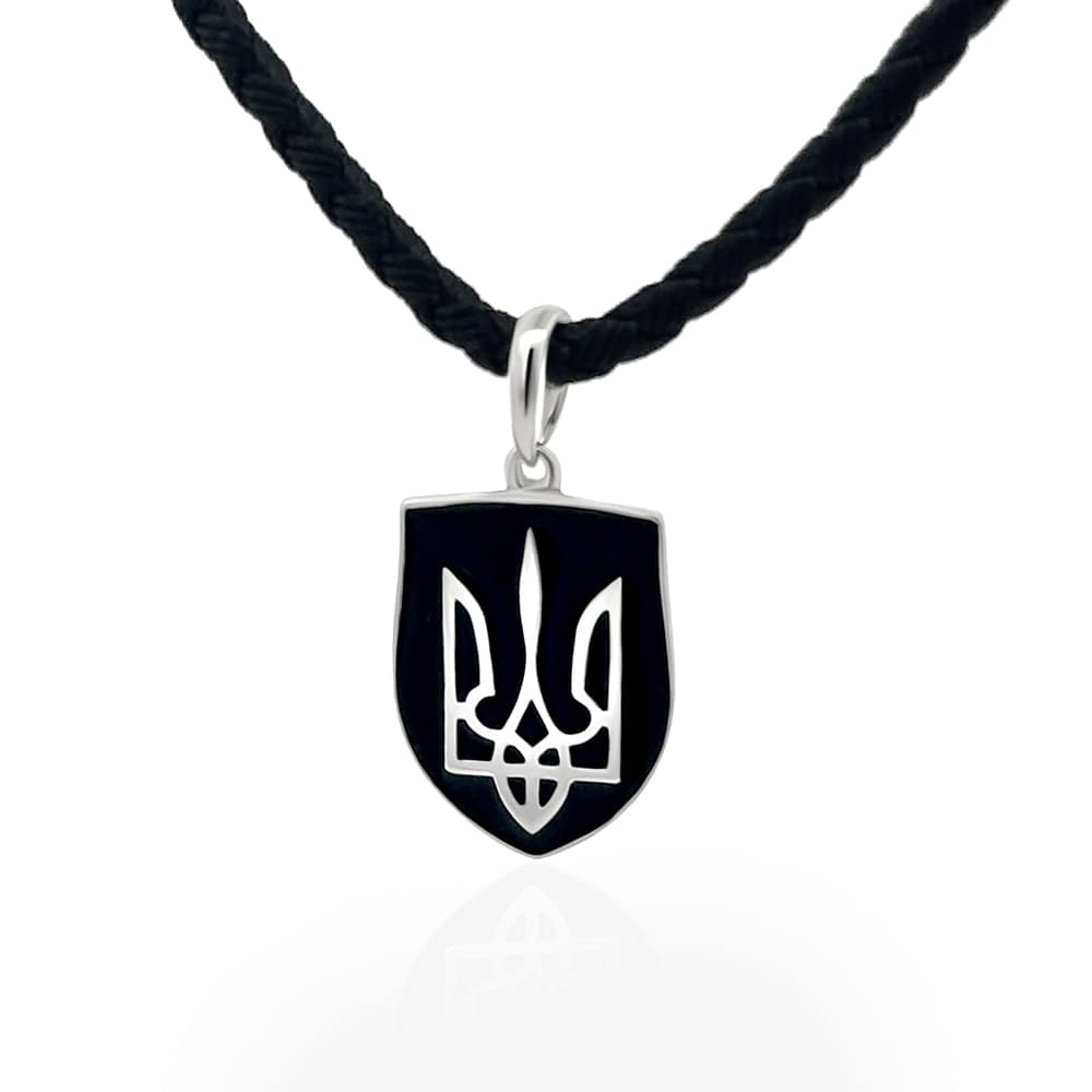 Срібний тризуб з ювелірною емаллю 925 |Silver Tryzub with Enamel 925 | 7061