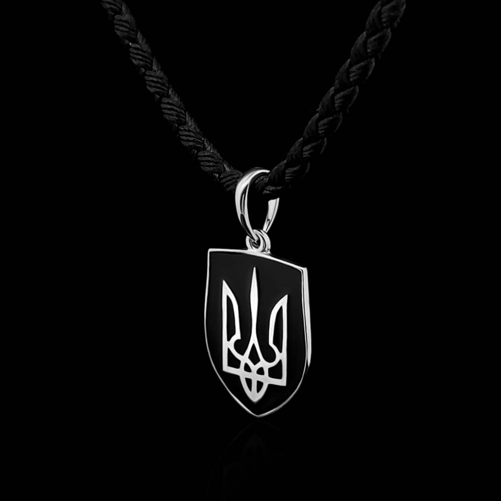 Срібний тризуб з ювелірною емаллю 925 |Silver Tryzub with Enamel 925 | 7061