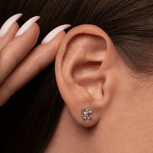 Срібні сережки-квіти з цирконієм | Flower Stud Earrings | Срібло 925| Minimal Crystal Earrings|40080