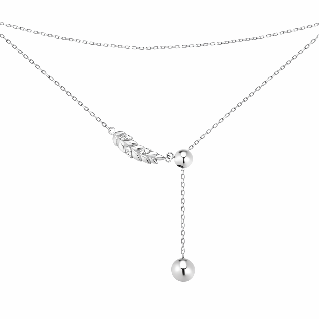 Elegant Silver Lariat Necklace with Beads 925 | Срібне кольє Lariat з кульками|842