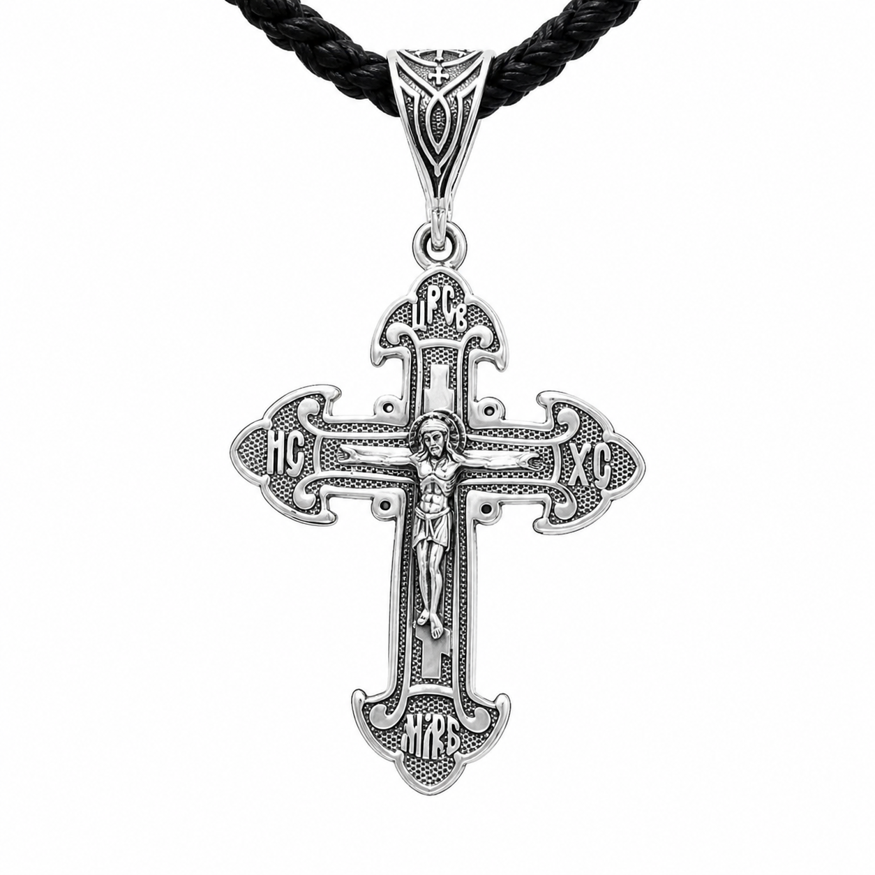 925 Sterling Silver Cross Pendant with Save and Protect Inscription | Срібний хрестик Спаси і Збережи | 3154