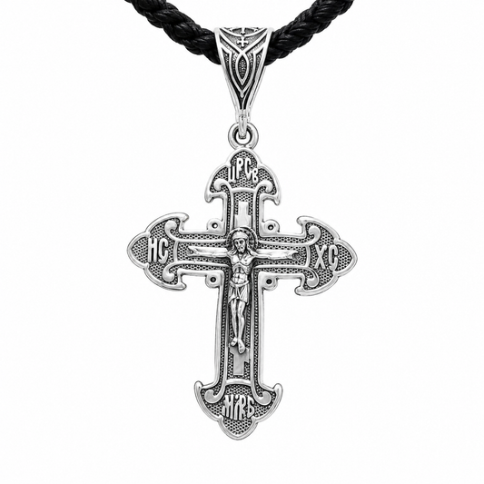 925 Sterling Silver Cross Pendant with Save and Protect Inscription | Срібний хрестик Спаси і Збережи | 3154