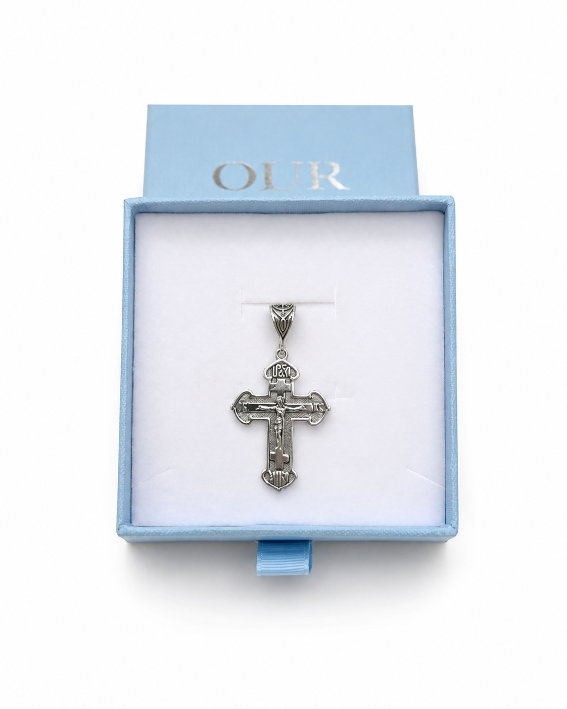 925 Sterling Silver Detailed Cross Pendant | Срібний хрестик з рельєфним дизайном| 3155