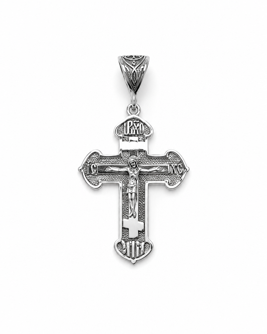925 Sterling Silver Detailed Cross Pendant | Срібний хрестик з рельєфним дизайном| 3155
